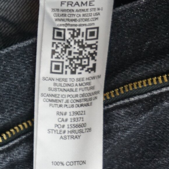 New Frame High Rise Utility Straight Leg Cargo Jeans in Black Astray size 25 - Picture 15 of 15